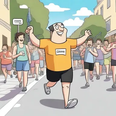 In the cartoon, the character is shown enjoying a moment of eupnoea after running a marathon.