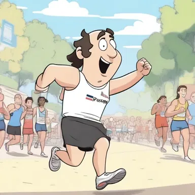 In the cartoon, the character is shown enjoying a moment of eupnoea after running a marathon.