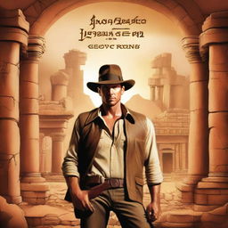 A high-resolution digital art piece showing a character in the style of Indiana Jones, named Quinn Carter