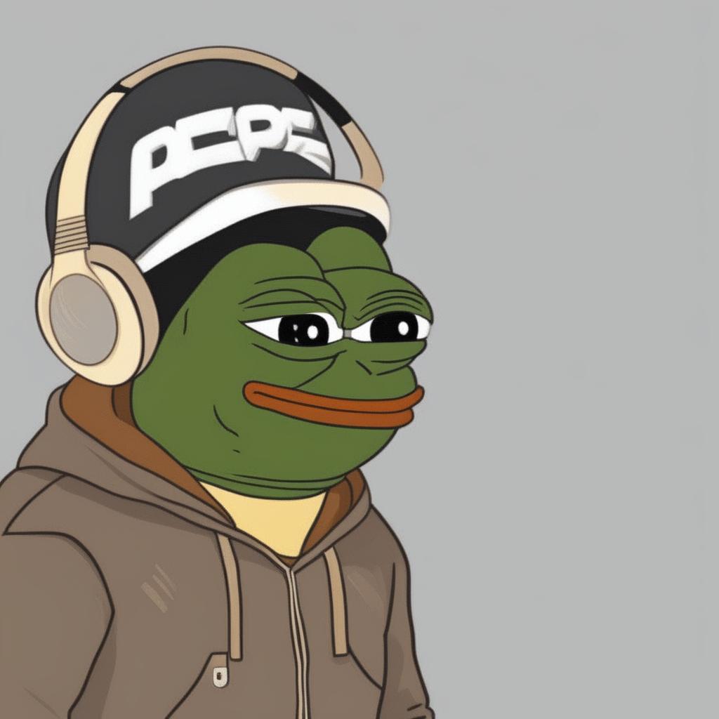 A high-quality digital art piece that combines Pepe the Frog with rapper Drake, featuring a rich, warm brown skin tone and set against a blank background