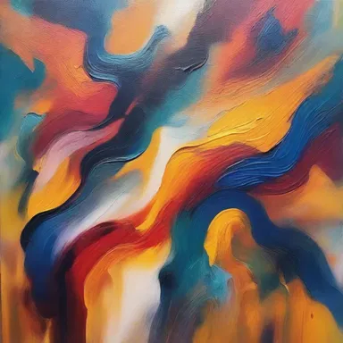 The artist used a unique technique to coagulate the paint and create a textured effect on the canvas.
