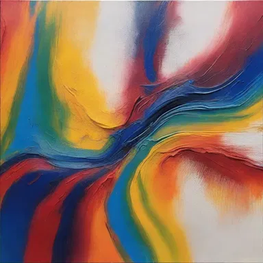 The artist used a unique technique to coagulate the paint and create a textured effect on the canvas.