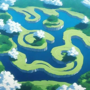 The anime series featured a breathtaking aerial shot of a meander in the opening scene.