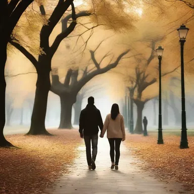 Hand in hand, the young couple would meander through the park, enjoying the beauty of nature and each other's company.
