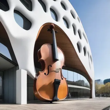 The elegant violin shape of the building's facade gave it a unique and modern look.