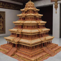 A large-scale, impressively intricate temple design composed entirely of various chips packages