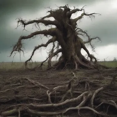 In the horror movie, the haunted farmland had a sinister tilth, with writhing roots and decaying plants.