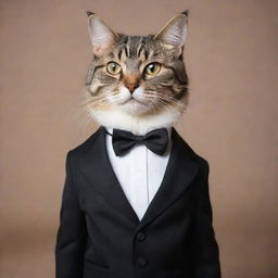 A dapper cat dressed in a sophisticated, elegant formal attire