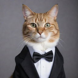 A dapper cat dressed in a sophisticated, elegant formal attire