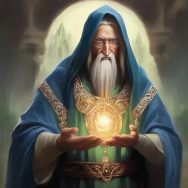In the mythical land of Eloria, the wise sorcerer bestowed a magical amulet to ennoble the chosen hero.