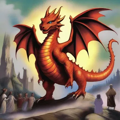 In the magical land of Zephyria, the dragon was seen as a bugaboo for the townspeople, bringing destruction and fear.