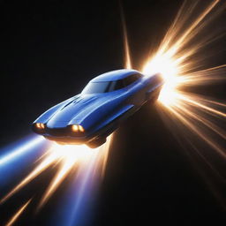 A bullet soaring at super speed, mid-flight through a dark void, creating a powerful sonic wave in its wake.