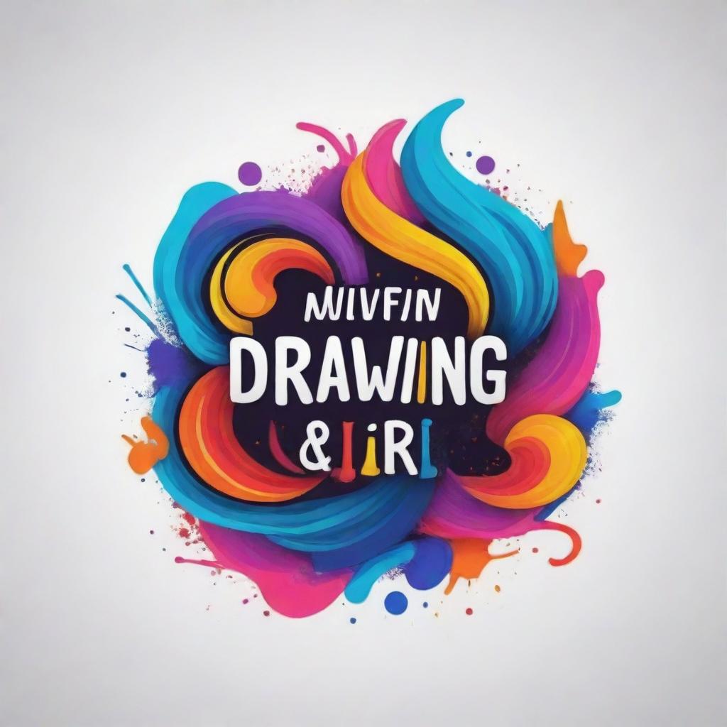 Design a creative and artistic logo featuring elements of art and drawing, suitable for an arts and drawing YouTube channel. Include vibrant colors and unique fonts.