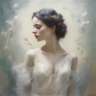 The artist used sarcenet to create a delicate and ethereal texture in the painting.