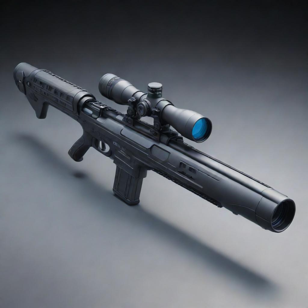 A finely crafted image of a futuristic sniper rifle with state-of-the-art design elements and advanced technology features.