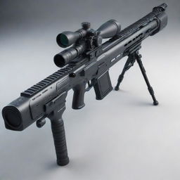 A finely crafted image of a futuristic sniper rifle with state-of-the-art design elements and advanced technology features.