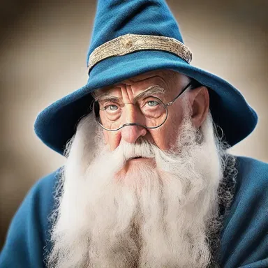The wise old wizard raised his eyebrow quizzically, as if pondering a great mystery in a fantasy novel.