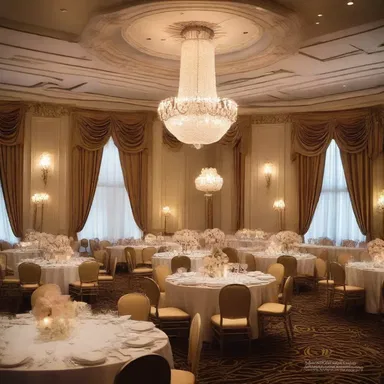 The grand ballroom was spruced up with exquisite chandeliers and elegant drapes.
