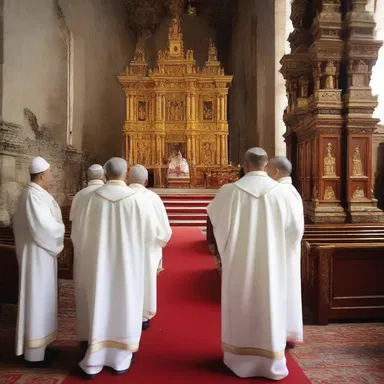The church had a full complement of priests to perform the religious ceremonies.