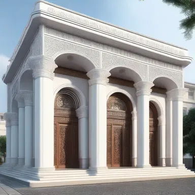 The motherland inspires the design of this building with its traditional architectural elements and motifs.