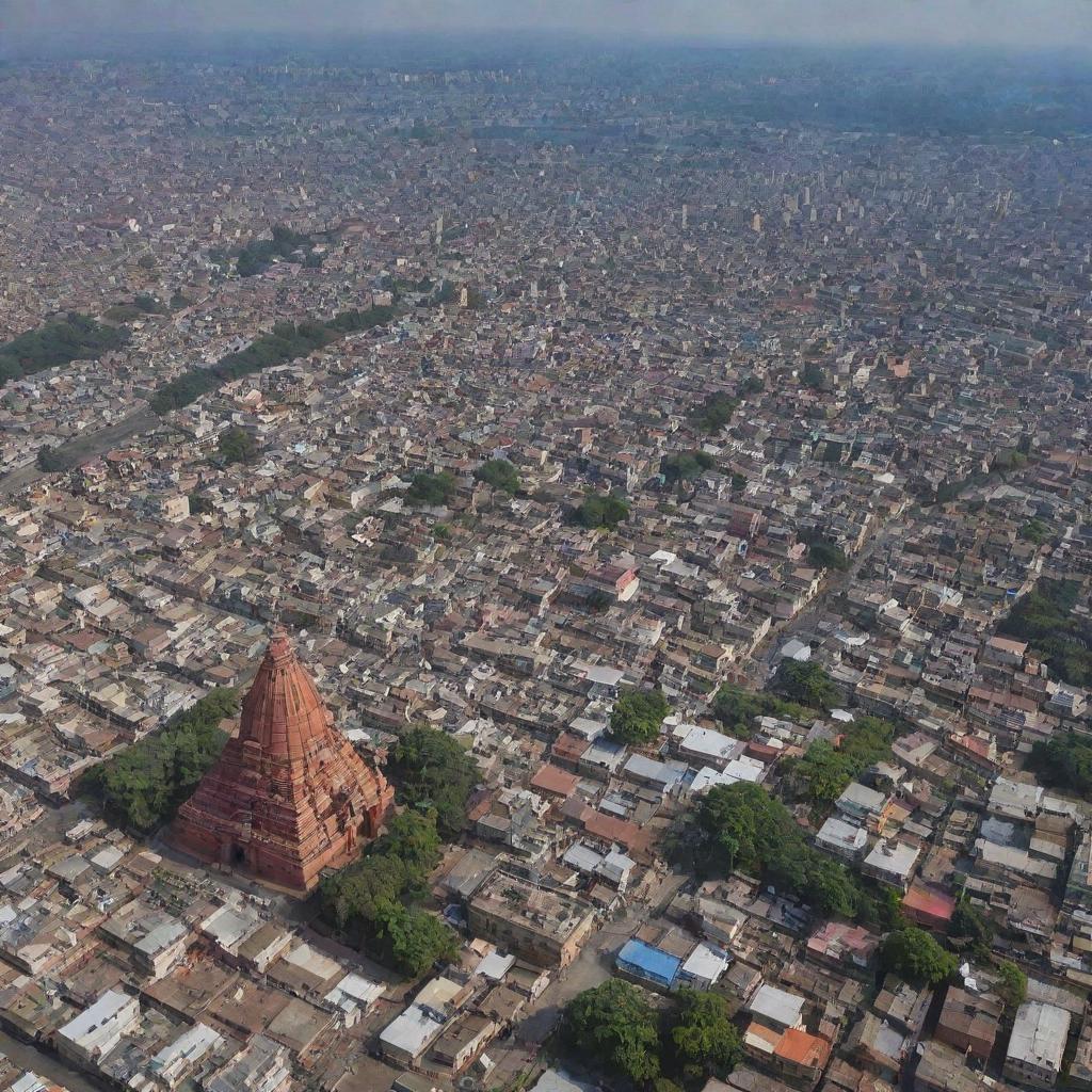 Generate an image of the city of Dhanbad, India, highlighting its striking landmarks and vibrant atmosphere.