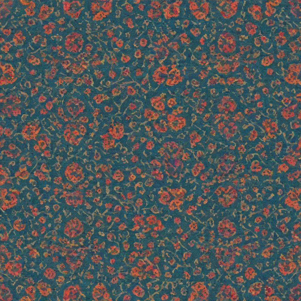 Pattern design inspired by traditional Kashan art, utilizing vivid Persian color palette