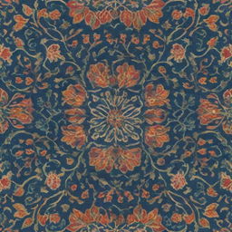 Pattern design inspired by traditional Kashan art, utilizing vivid Persian color palette