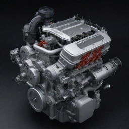 A meticulously detailed high-performance motor engine exhibiting superior craftsmanship