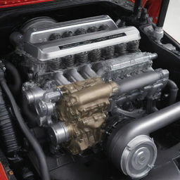 A meticulously detailed high-performance motor engine exhibiting superior craftsmanship