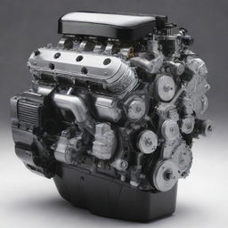 A meticulously detailed high-performance motor engine exhibiting superior craftsmanship