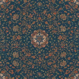 High quality pattern design inspired by traditional Kashan art, utilizing vivid Persian color palette