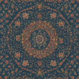 High quality pattern design inspired by traditional Kashan art, utilizing vivid Persian color palette