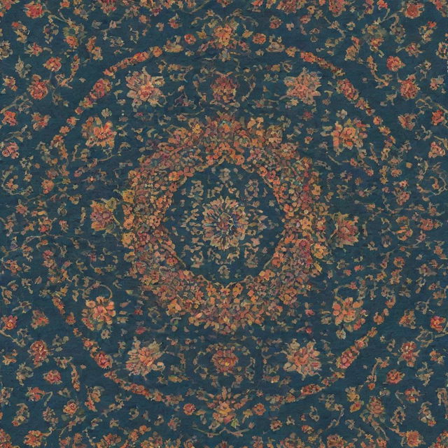 High quality pattern design inspired by traditional Kashan art, utilizing vivid Persian color palette