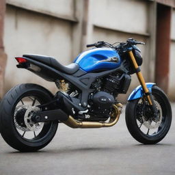 A modified version of the Revo motorcycle showcasing enhanced features, custom paintwork, and an advanced stylish design.