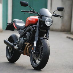 A modified version of the Revo motorcycle showcasing enhanced features, custom paintwork, and an advanced stylish design.