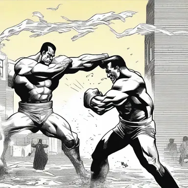 The artist illustrated the fight scene in the comic book magnificently, with detailed and dynamic drawings.
