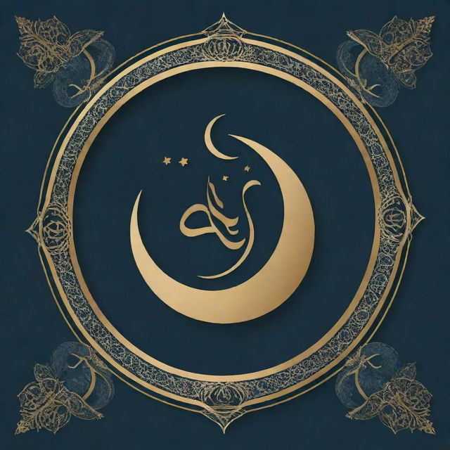 An islamic-inspired design highlighting the phrase 'Jumma Mubarak', incorporating Arabic calligraphy, crescent moons, and geometric Islamic art patterns.