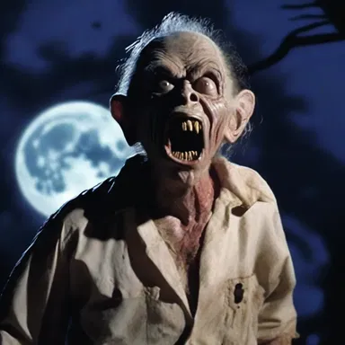 The horror movie depicted a middle-aged man who turned into a terrifying monster during a full moon.