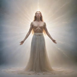 An ethereal depiction of a divine figure, radiating a powerful and serene energy.