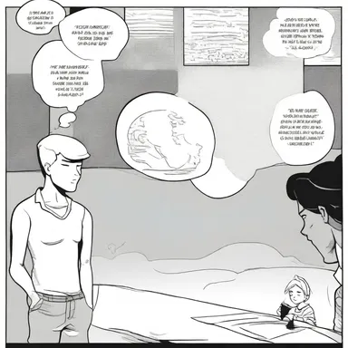 The comic artist used the technique of interposition, placing a thought bubble between the two characters to show their different perspectives.