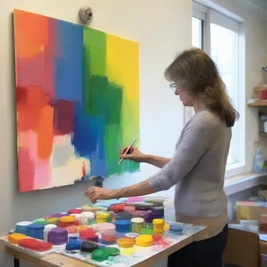 The artist spent hours in her studio, trying to sort out the colors and composition of her new painting.