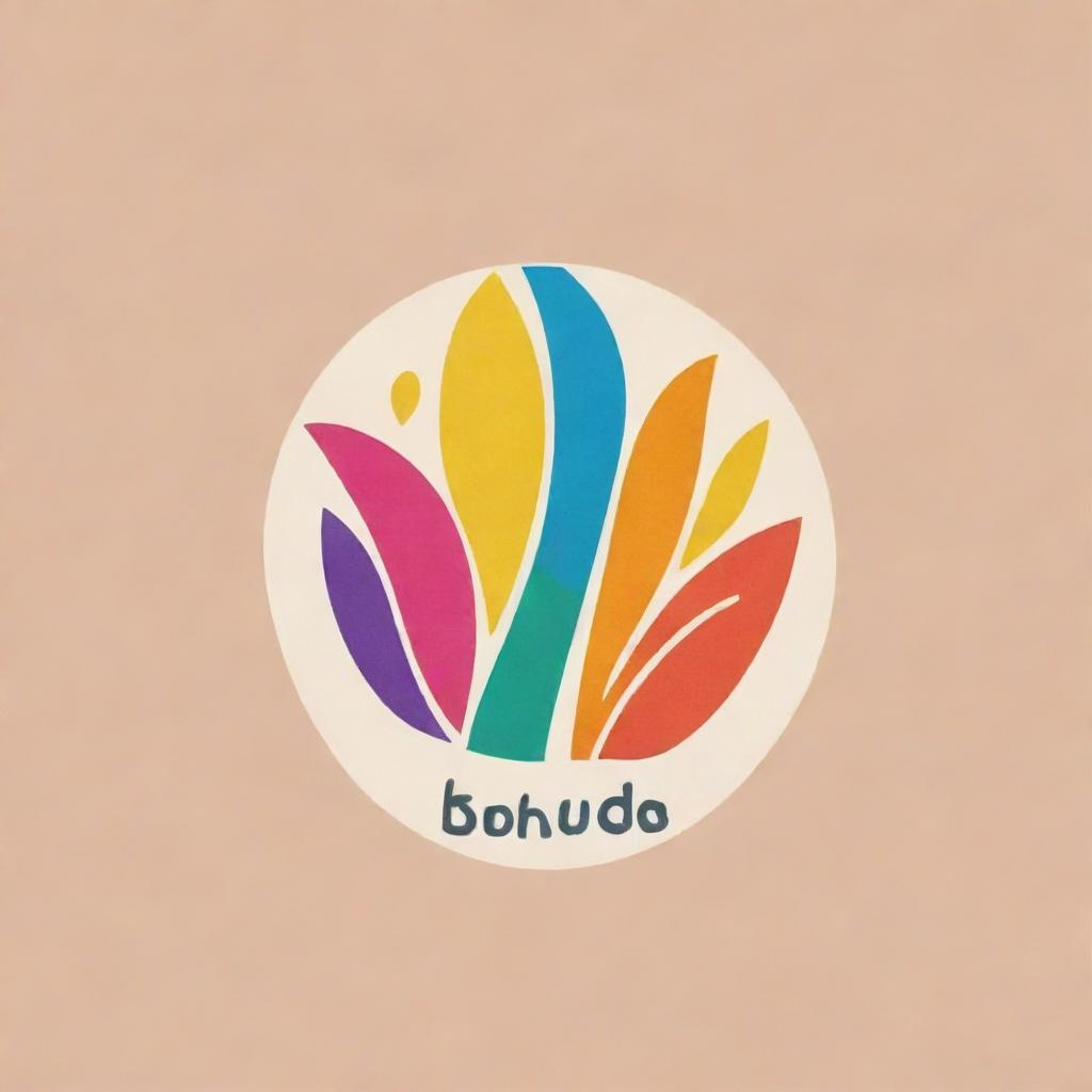 Colorful and bright logo for a textile designer with the brand name 'Bhuda', inspired by Pakistani design aesthetics