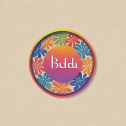 Colorful and bright logo for a textile designer with the brand name 'Bhuda', inspired by Pakistani design aesthetics