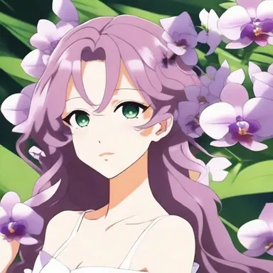 The character in the anime series wore a beautiful Stelis orchid in her hair.