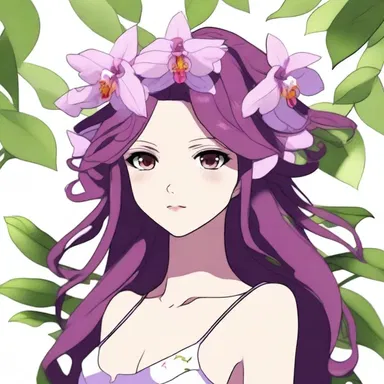 The character in the anime series wore a beautiful Stelis orchid in her hair.
