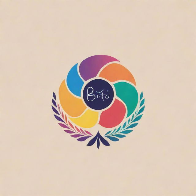 Vibrantly colored logo for a textile designer with the brand name 'BINTI', incorporating Pakistani design aesthetics