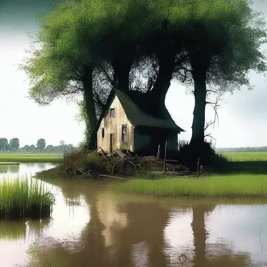 The main characters' secret hideout was located on a secluded flood plain, providing them with a safe place away from society.
