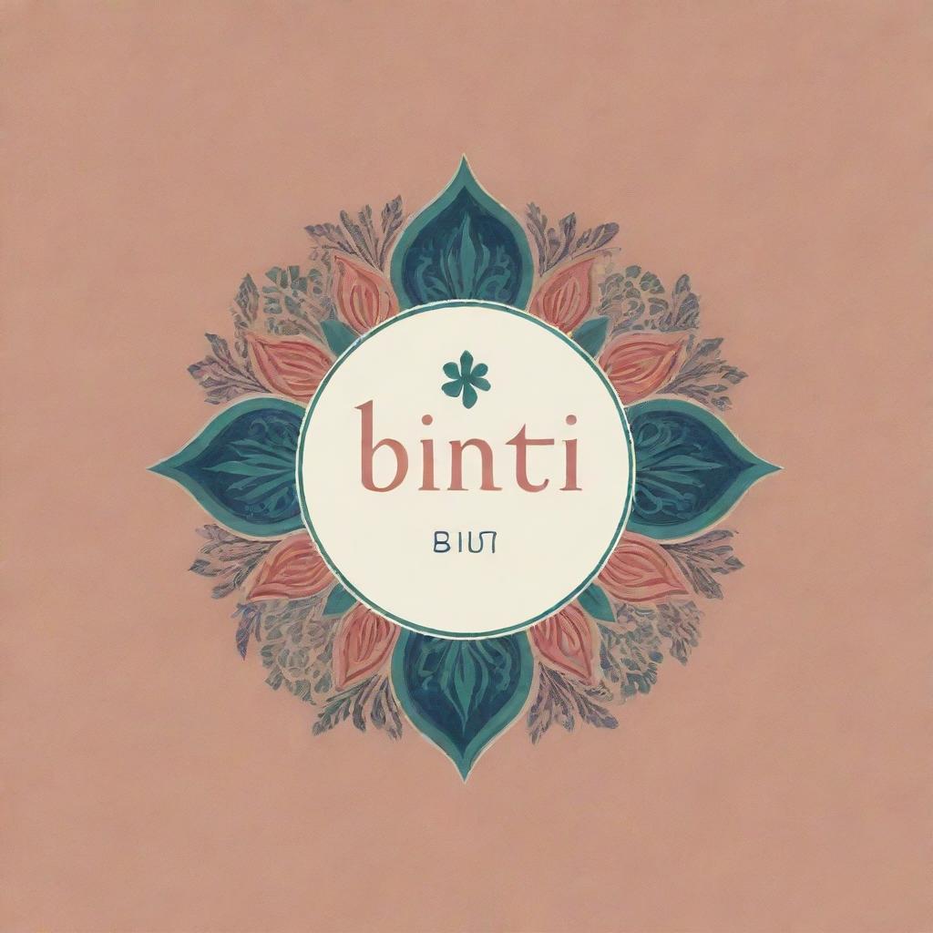 Logo for a textile designer with the brand name 'BINTI', incorporating traditional Pakistani colors and design aesthetics