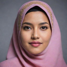 A portrait of a women wearing a traditional Malay hijab, exuding elegance and confidence