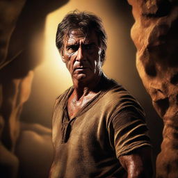 A hyper-realistic digital art piece depicting Rick O'Connell from the movie 'The Mummy'